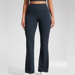 No front seam navy blue Flared Pants